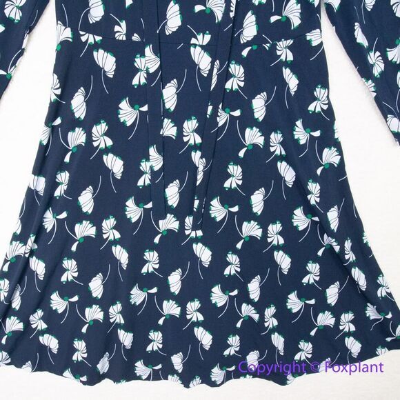 ELOQUII Navy Blue Petal Pusher Floral Tie Neck Long Sleeve Midi Dress, size 16 - Picture 4 of 14